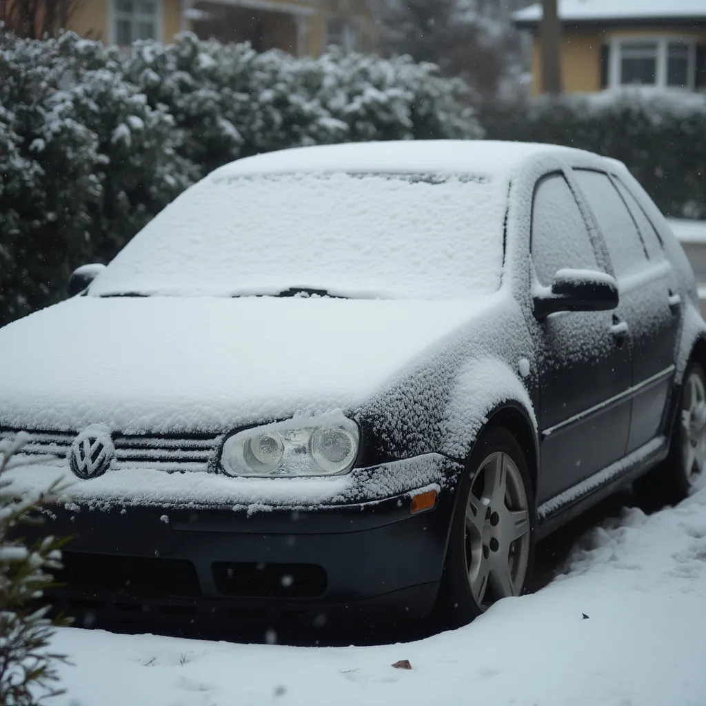 Coche cubierto de nieve
