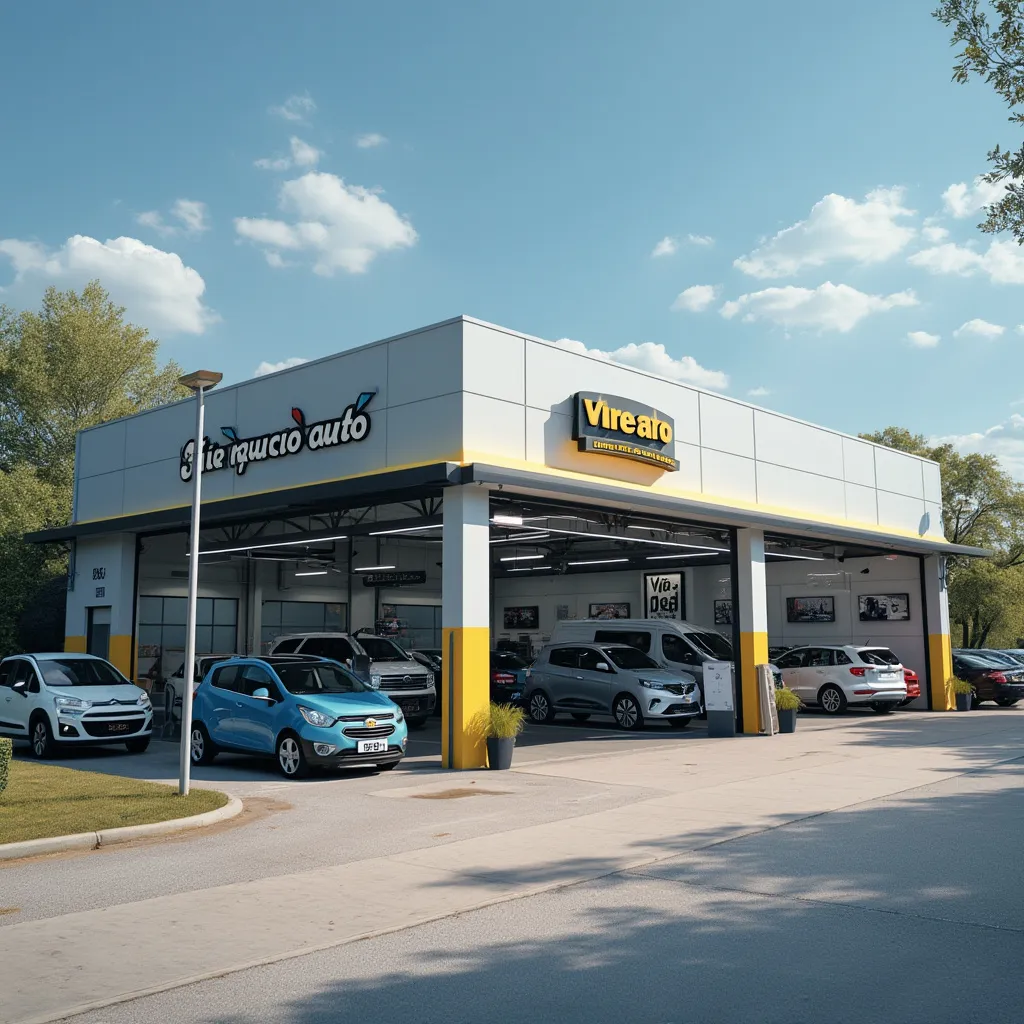 Fachada de un taller automotriz moderno